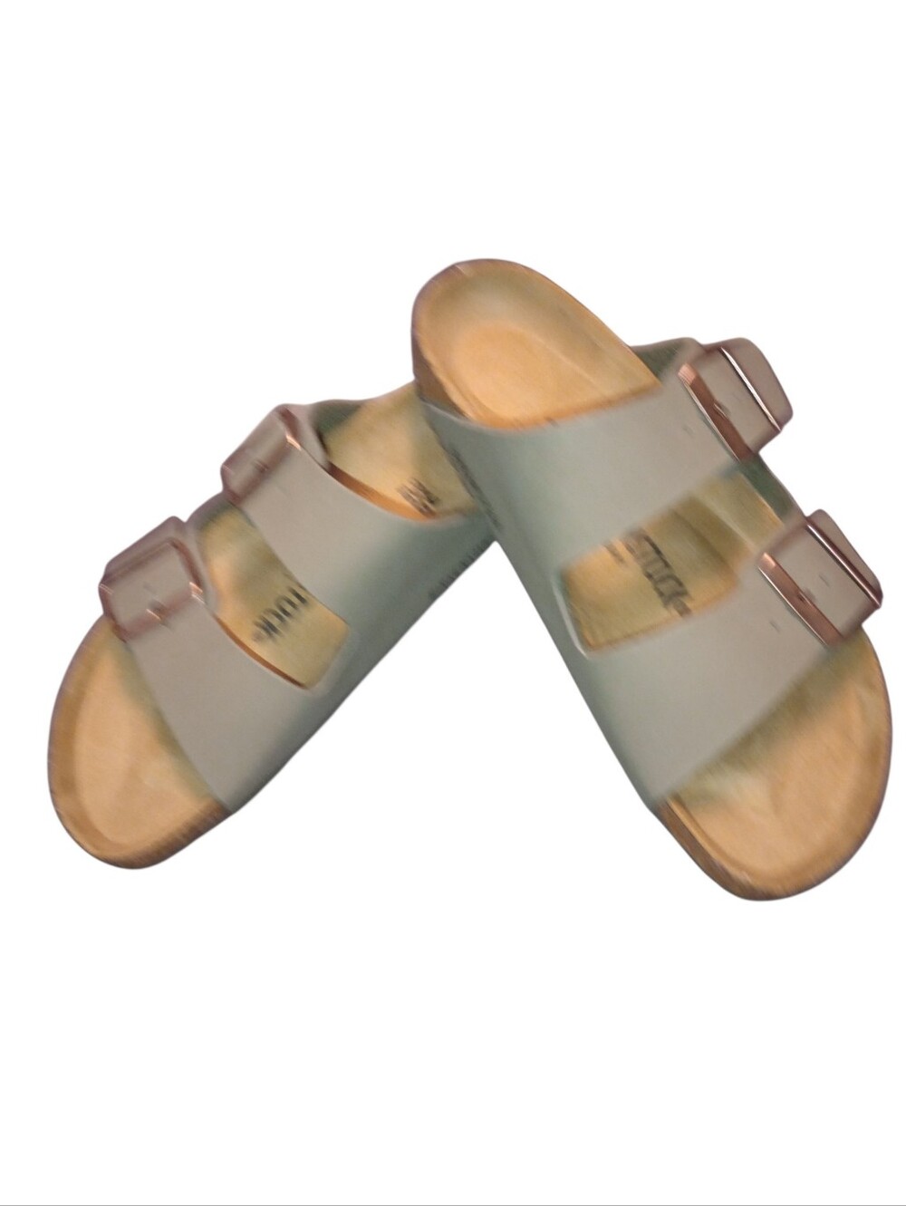 Birkenstock Arizona Double Buckle Slide Sandals Rose Gold Buckles, NWOT